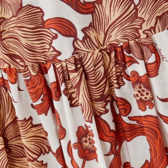 La DoubleJ Big Reef Tiered Floral Print Tiered Silk & Cotton Blend Skirt MNEW